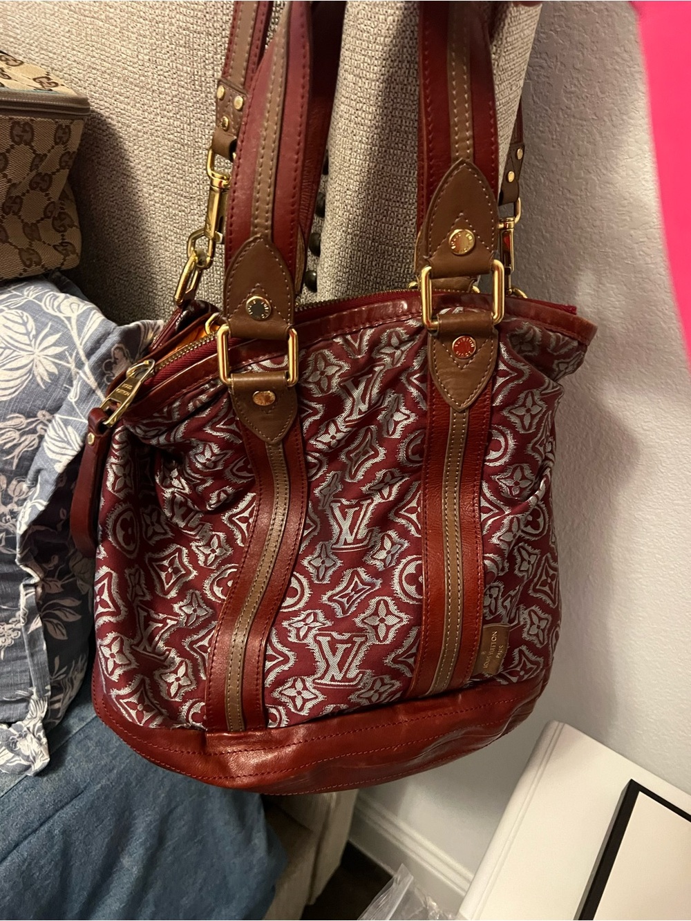 Louis Vuitton Burgundy Monogram Jacquard Shoulder Bag